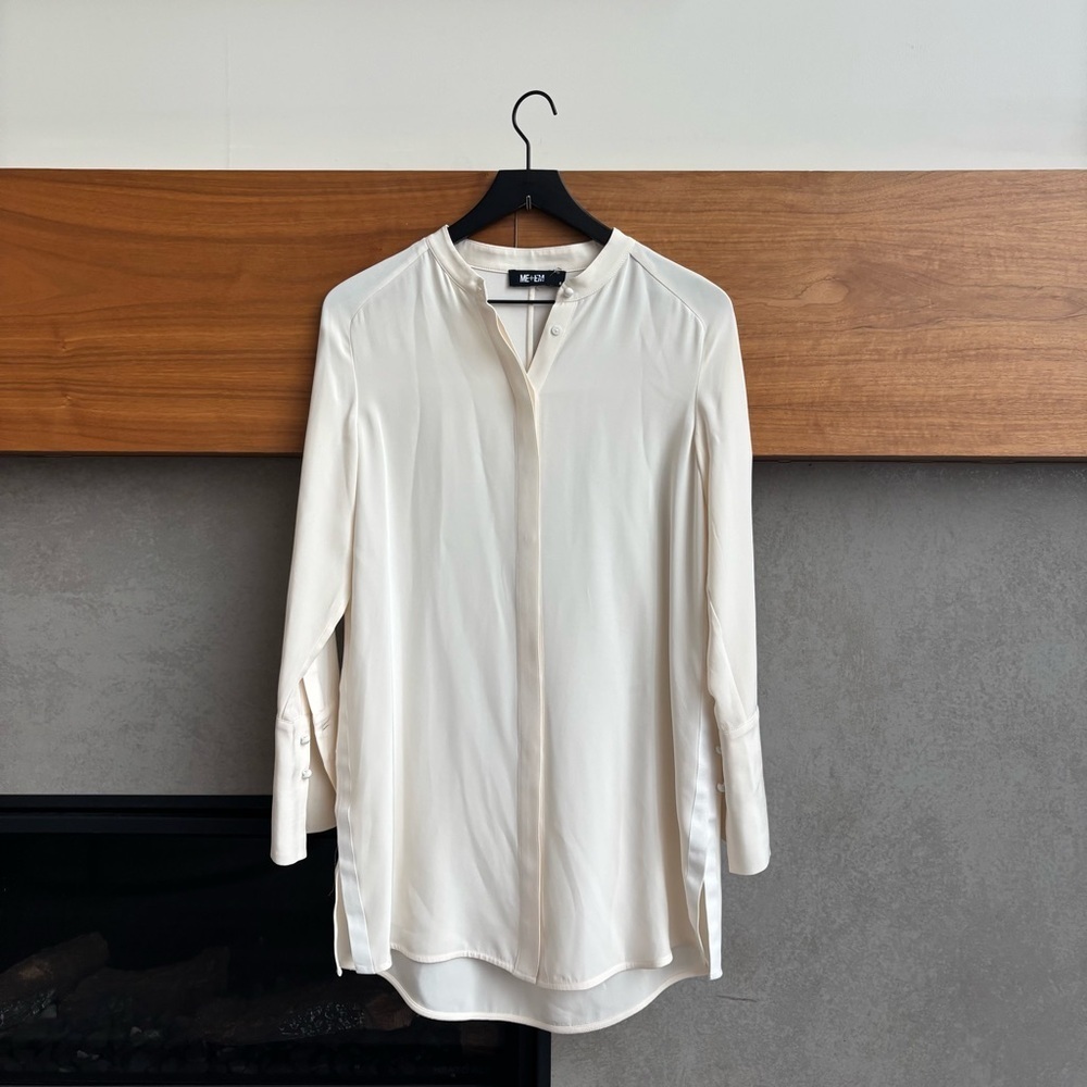 NWOT ME+EM IVORY SILK BLOUSE,‎ SIZE 8
